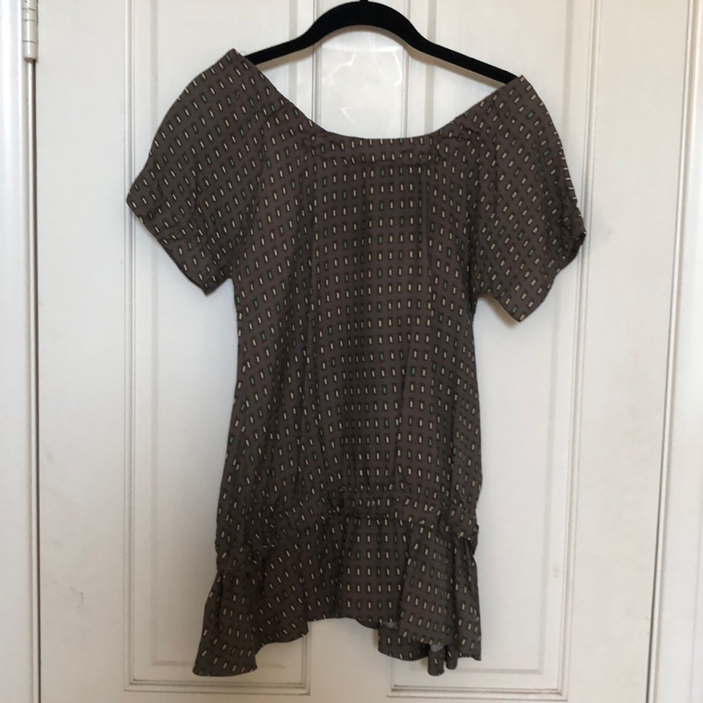 Marni gray, green, and cream patterned blouse